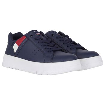 Boys Navy Blue Logo Trainers
