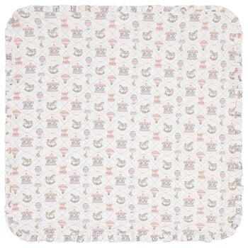 Baby Girls Pink & White Carousel & Hot Air Balloon Blanket