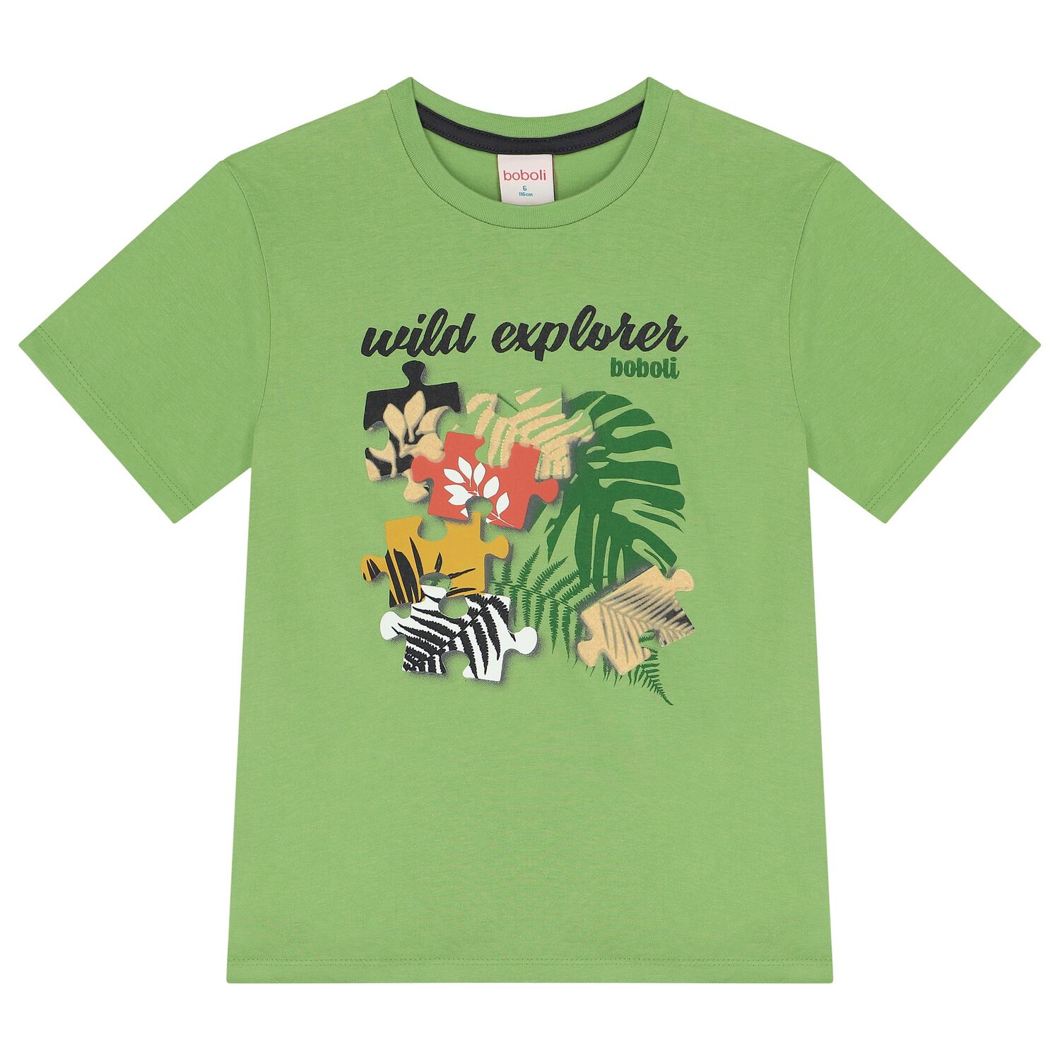 Boys Green Puzzle T-Shirt, 1, hi-res