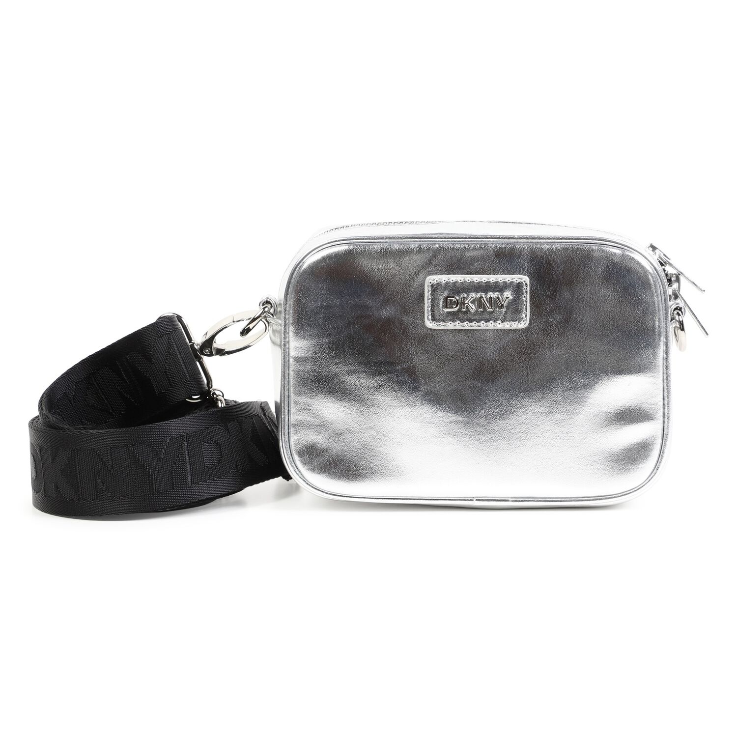 Girls Silver Faux Leather Bag, 1, hi-res