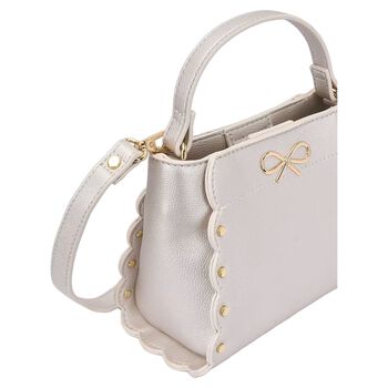 Girls Silver Faux Leather Handbag ( 15cm )