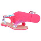 Girls Pink Iridescent Sandals, 1, hi-res