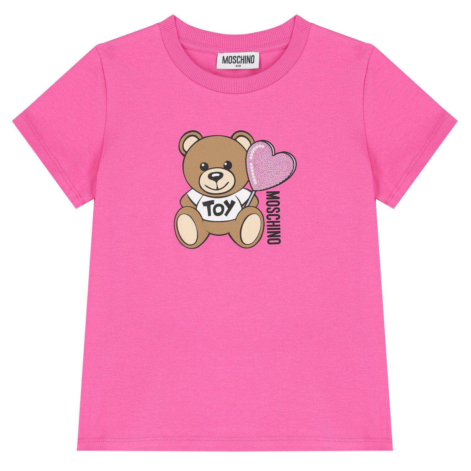 Girls Pink Teddy Bear Logo T-Shirt, 2, hi-res