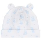 Baby Boys White & Blue Teddy Bear Time Hat, 1, hi-res