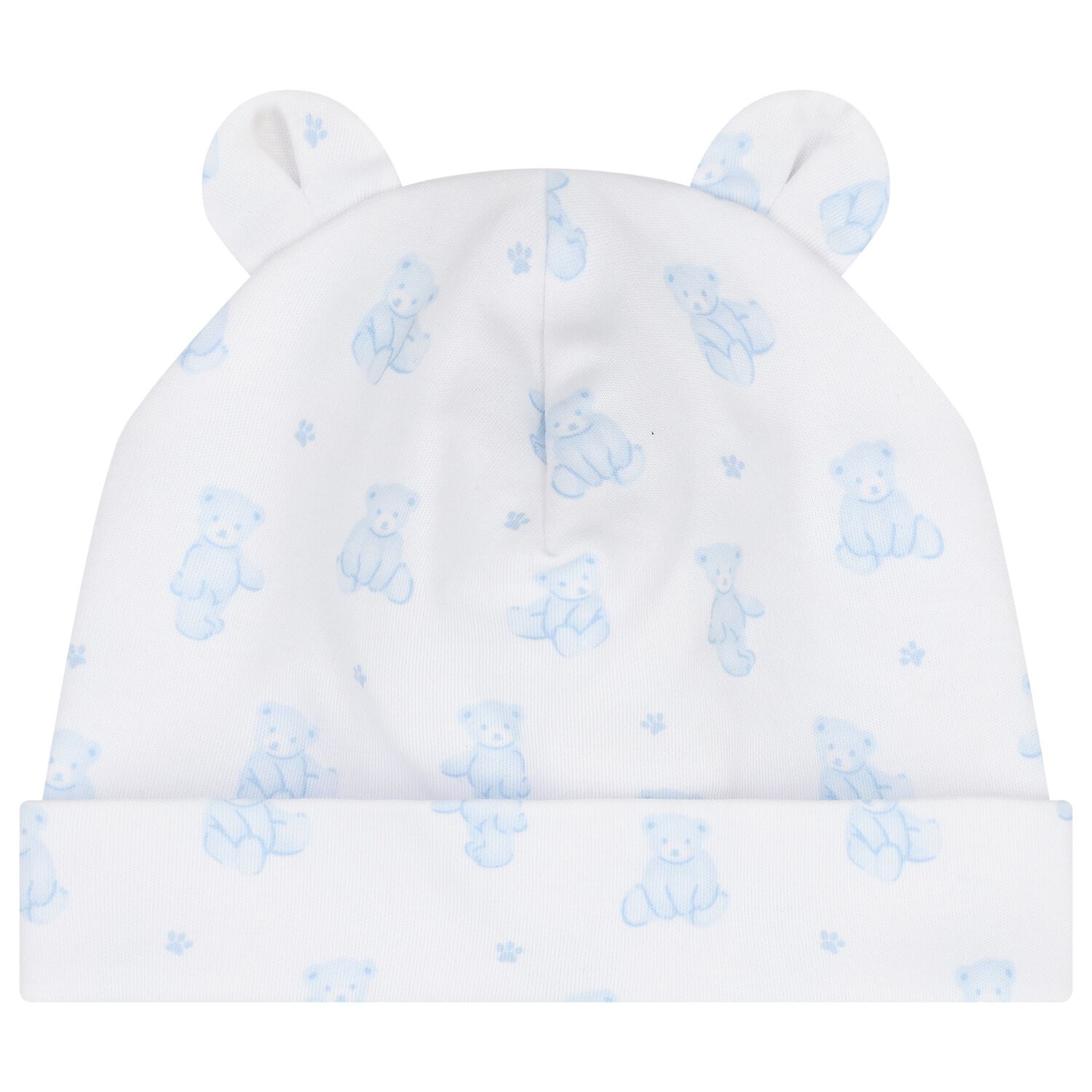 Baby Boys White & Blue Teddy Bear Time Hat, 1, hi-res image number null