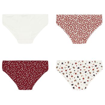 Girls Red & White Briefs (4 Pack)