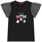 Girls Black & Silver Logo T-Shirt, 1, hi-res