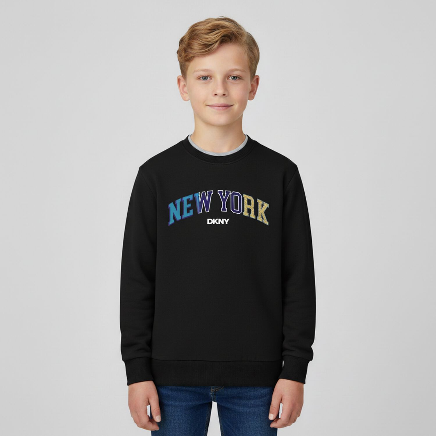 Boys Black Logo Long Sleeve Top, 1, hi-res image number null