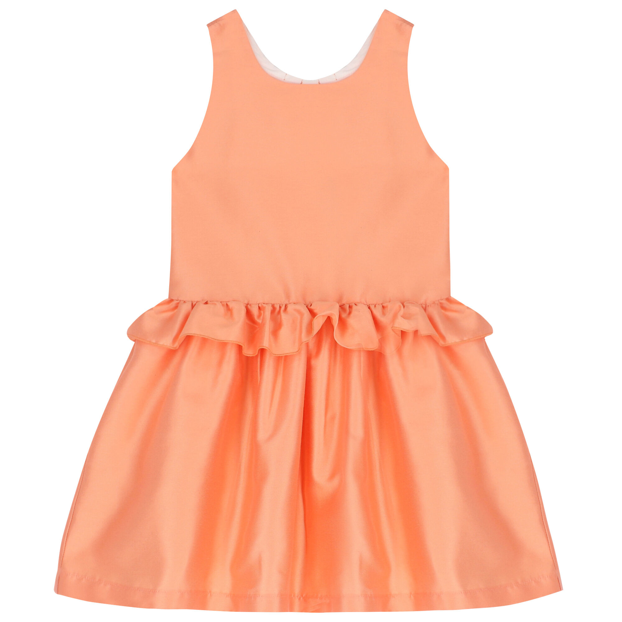 Balloon Chic Girls Orange Satin Bow Dress Junior Couture UK