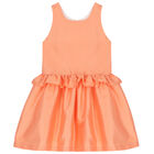 Girls Coral Ruffled Dress, 1, hi-res