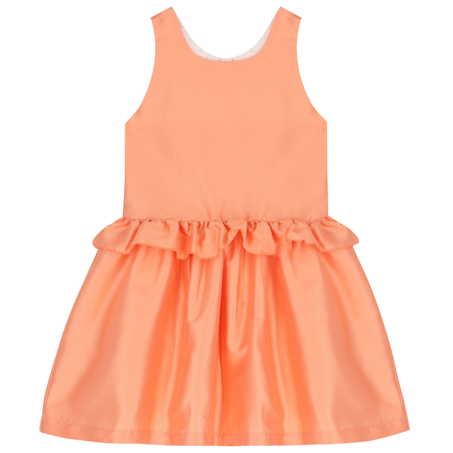Girls Coral Ruffled Dress, 1, hi-res
