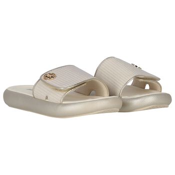 Girls Ivory & Gold Logo Sliders