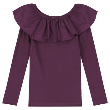 Girls Purple Ruffle Long Sleeve Top