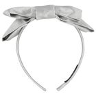 Girls Silver Bow Headband, 1, hi-res