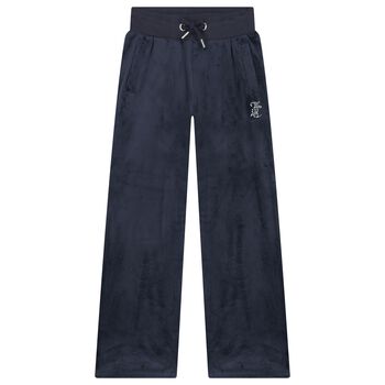 Girls Navy Blue Crystal Embellished Diamant&eacute; Logo Trousers