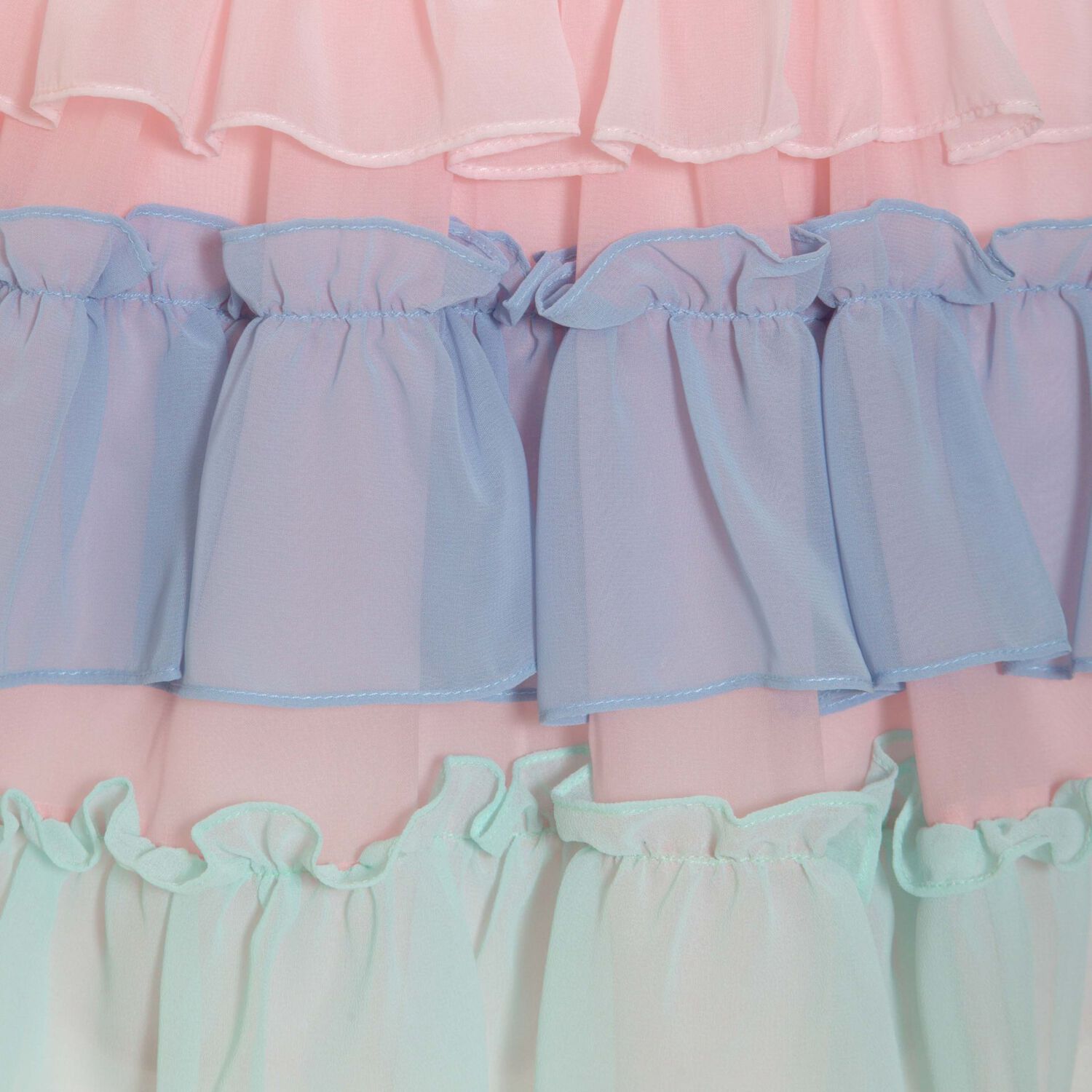 Baby Girls Pink & Blue Chiffon Ruffle Dress, 1, hi-res image number null