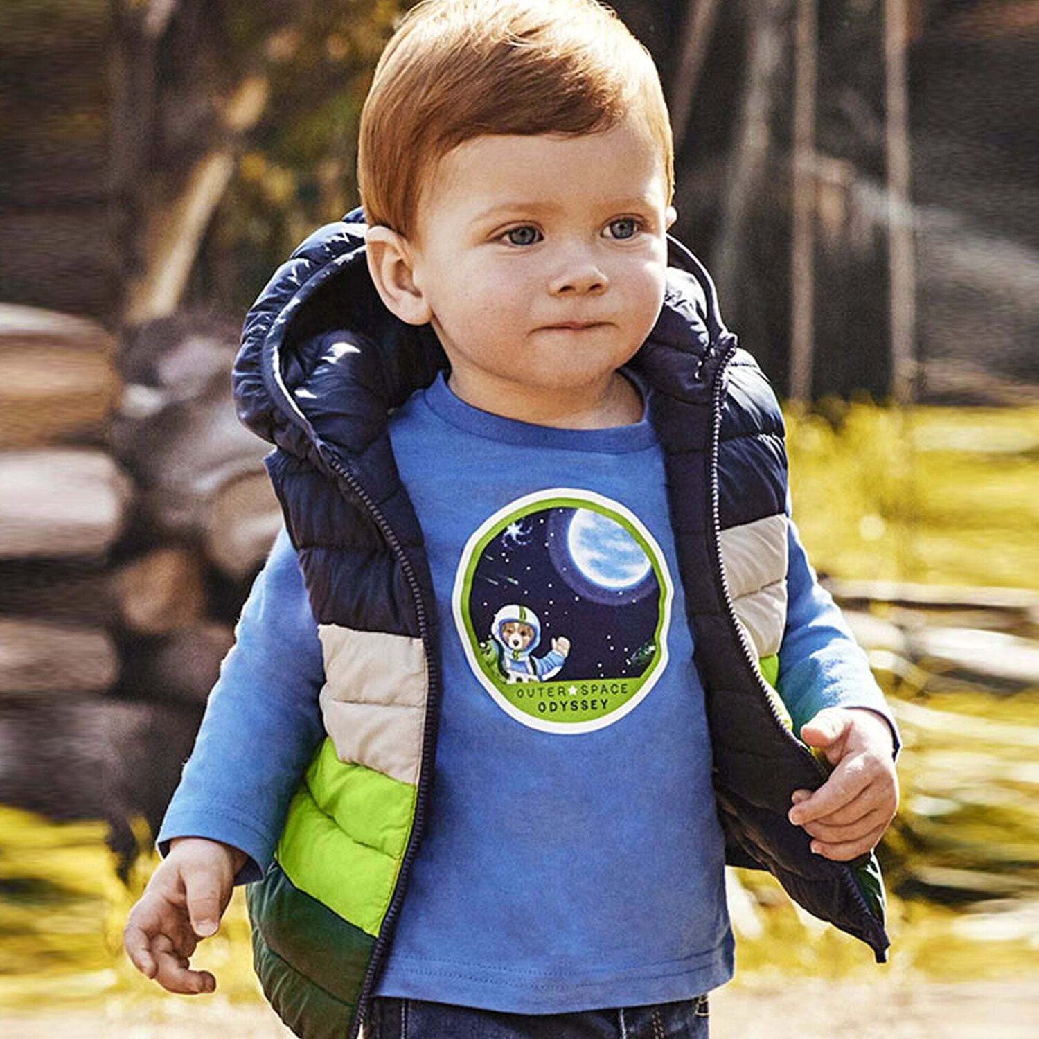 Younger Boys Blue Astronaut Long Sleeve Top, 1, hi-res image number null