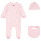 Baby Girls Pink Logo Babygrow Gift Set, 1, hi-res