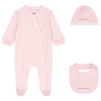 Baby Girls Pink Logo Babygrow Gift Set