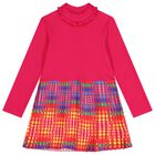 Girls Pink Pleated Satin Dress, 1, hi-res