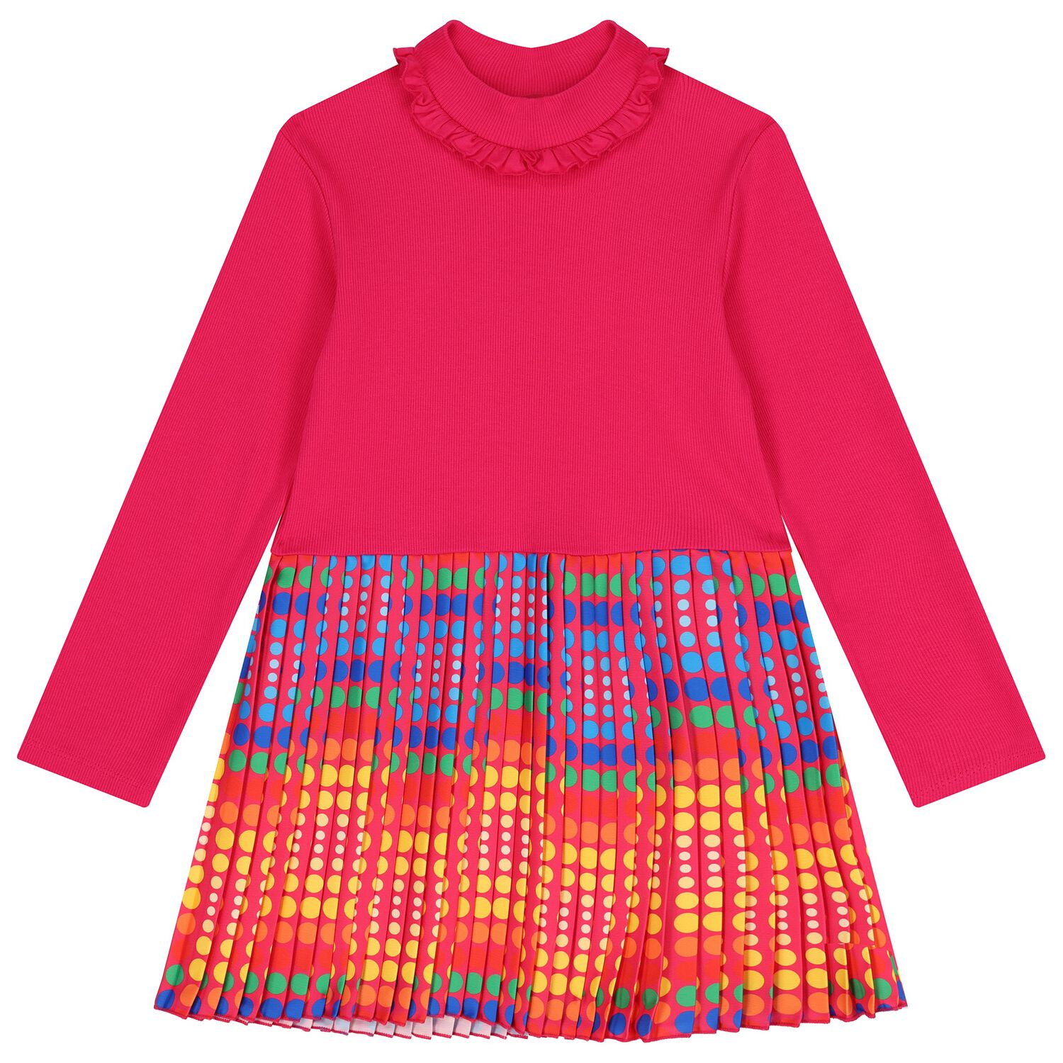 Girls Pink Pleated Satin Dress, 1, hi-res