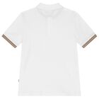 Boys White Logo Polo Shirt, 2, hi-res