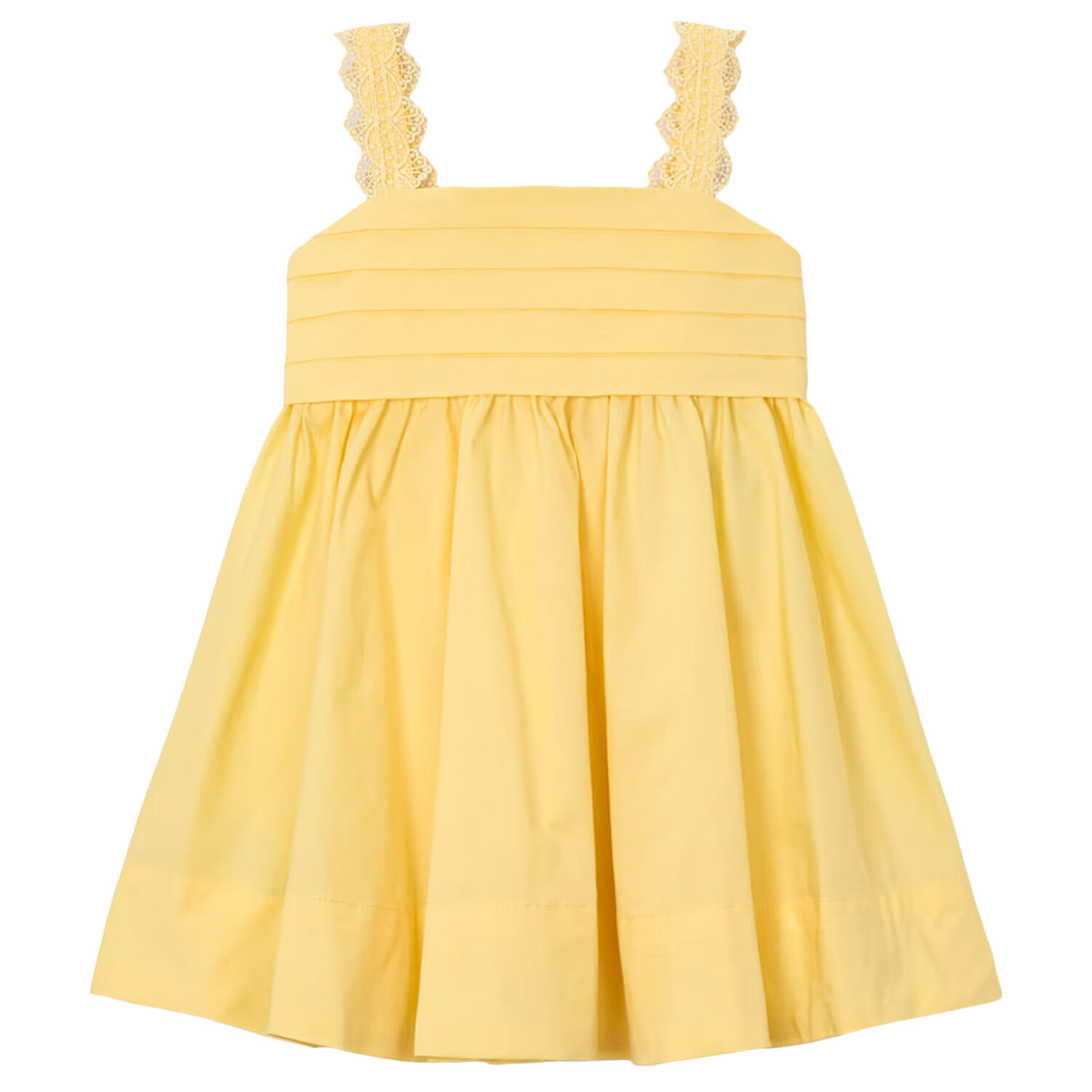 Girls Yellow Pleated Satin Dress, 3, hi-res