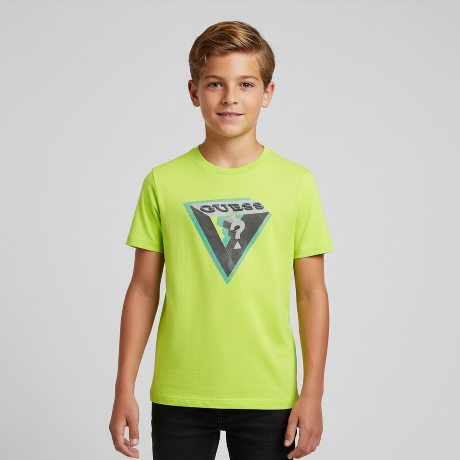 Boys Green Logo T-Shirt, 3, hi-res