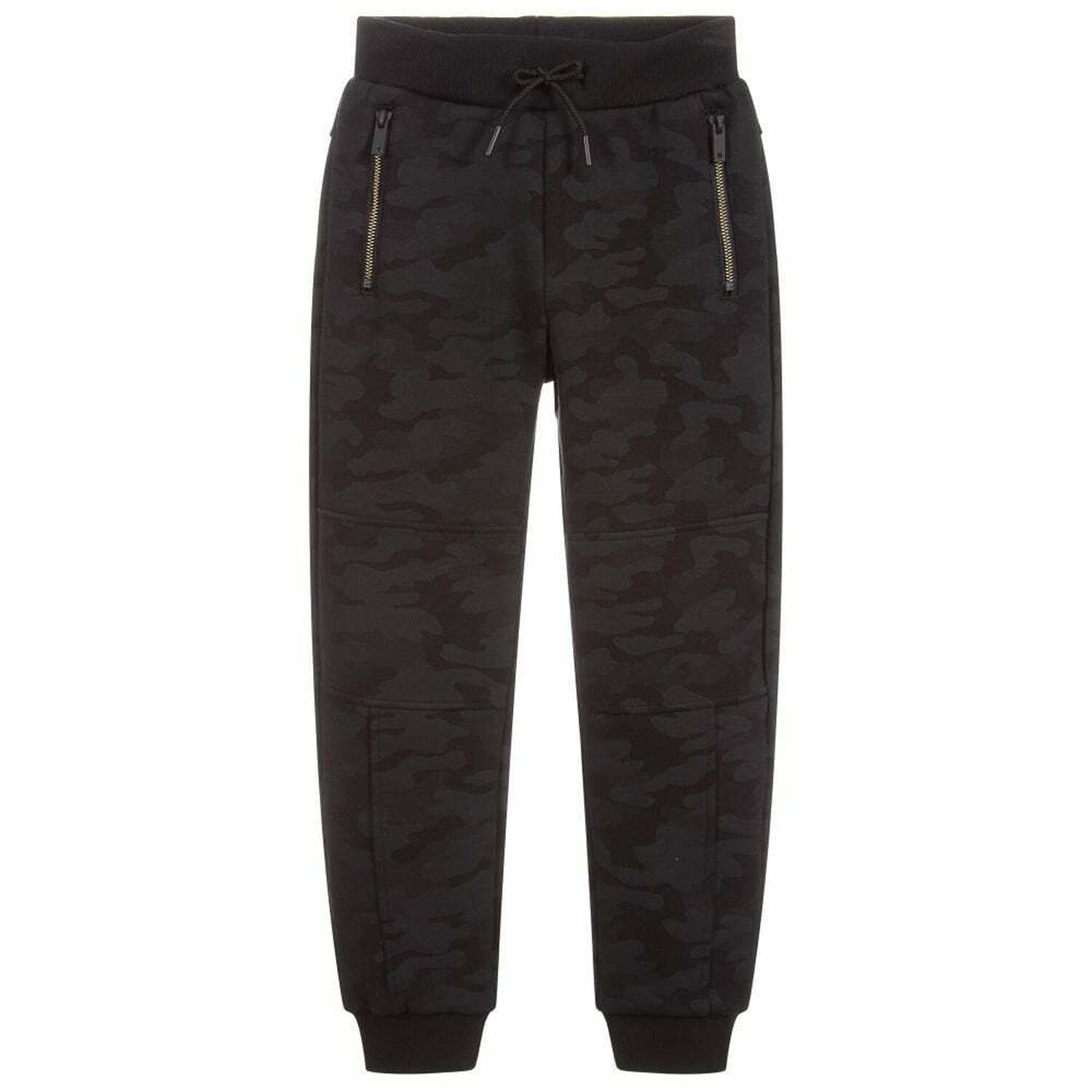 Boys Black Cotton Joggers, 1, hi-res