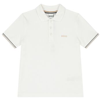 BOSS Boys White Logo Polo Shirt, 1 Boys White Logo Polo Shirt