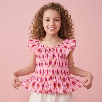Girls Pink Ruffled Top