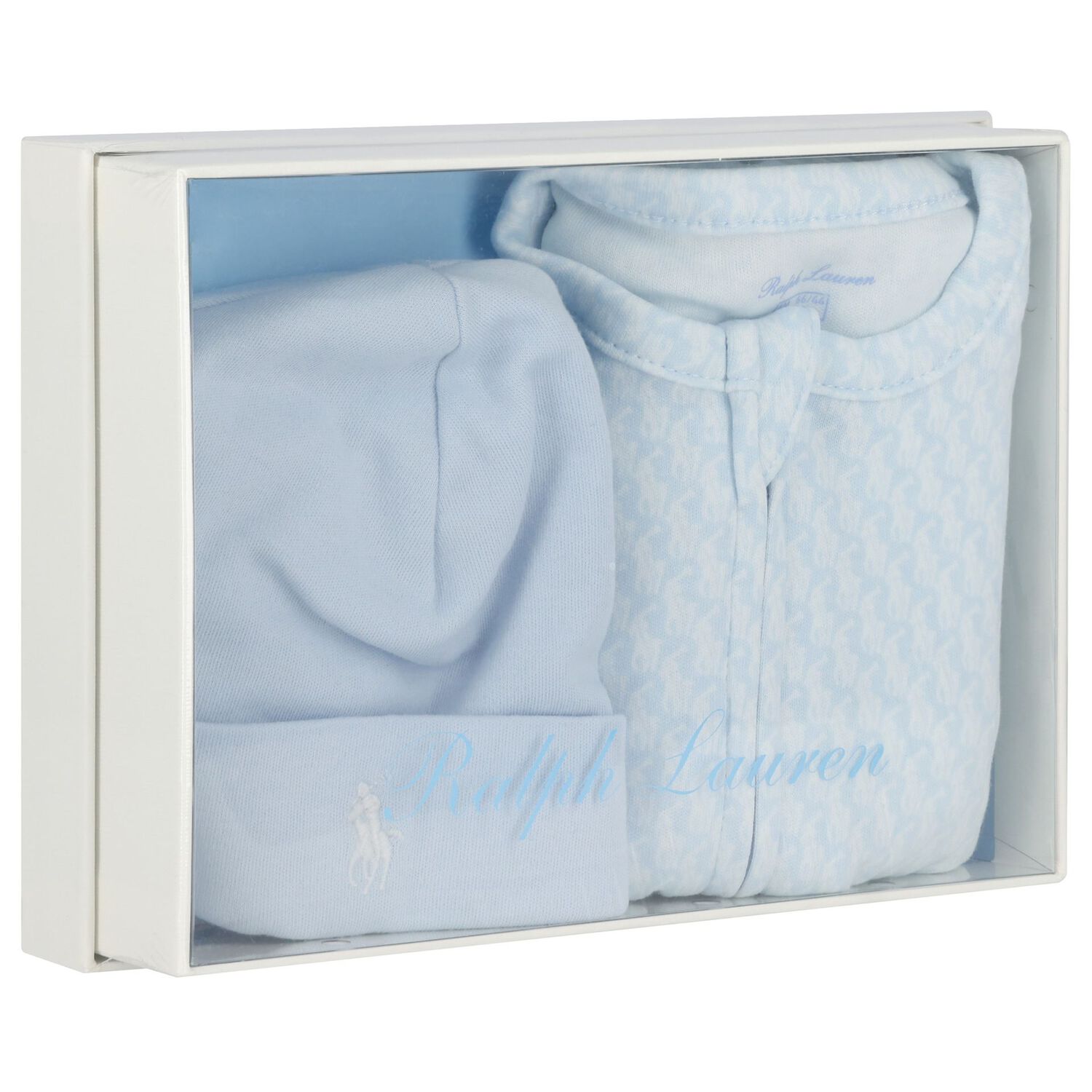 Baby Boys Blue & White Logo Babygrow Gift Set, 2, hi-res image number null