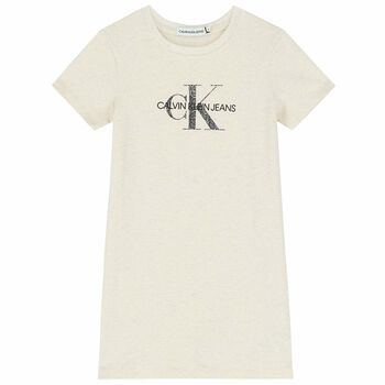 Girls Ivory Logo Dress