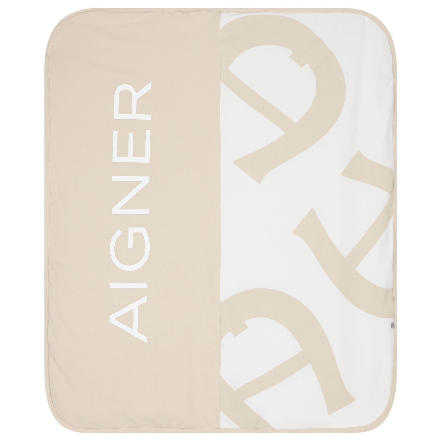Beige & White Logo Baby Blanket, 1, hi-res