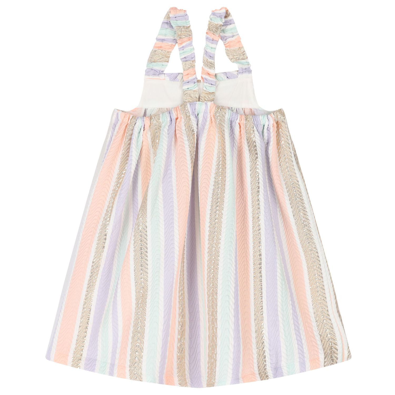 Girls Multi-Coloured Striped Jacquard Dress, 1, hi-res