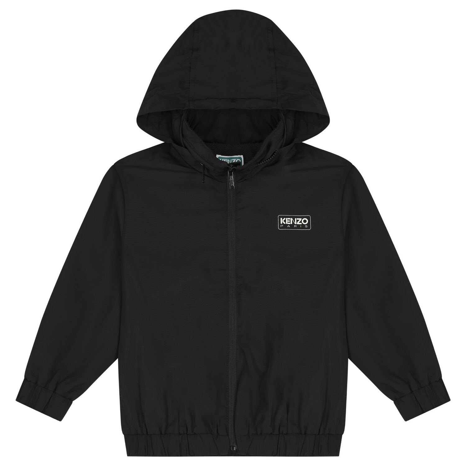 Black Logo Hooded Jacket, 1, hi-res