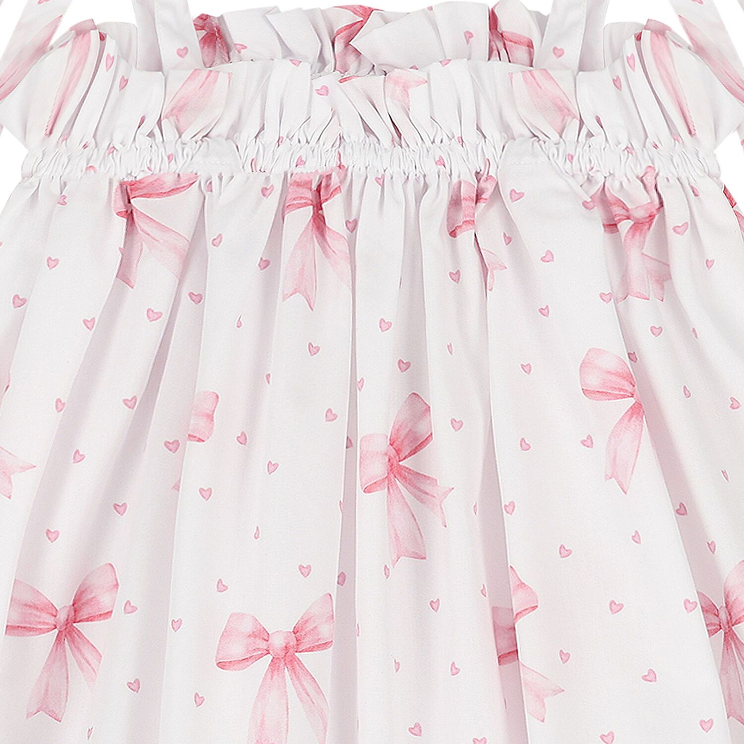 Girls White & Pink Bow Beach Dress, 1, hi-res