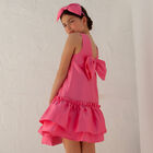 Girls Pink Bow Dress, 1, hi-res
