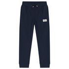 Boys Navy Blue Logo Joggers, 1, hi-res