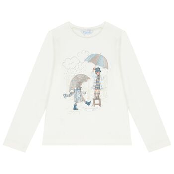 Girls Ivory Long Sleeve Top