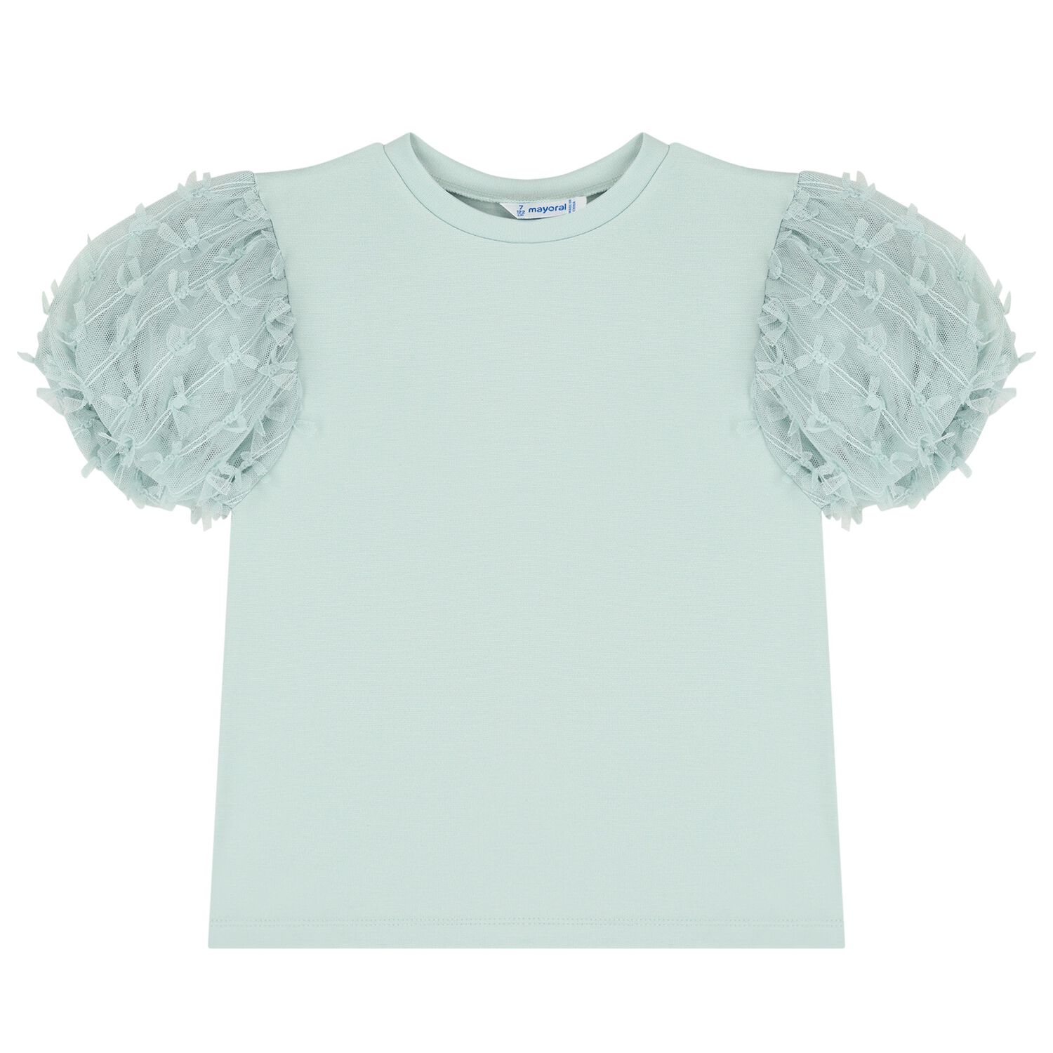 Girls Green Tulle Blouse, 2, hi-res