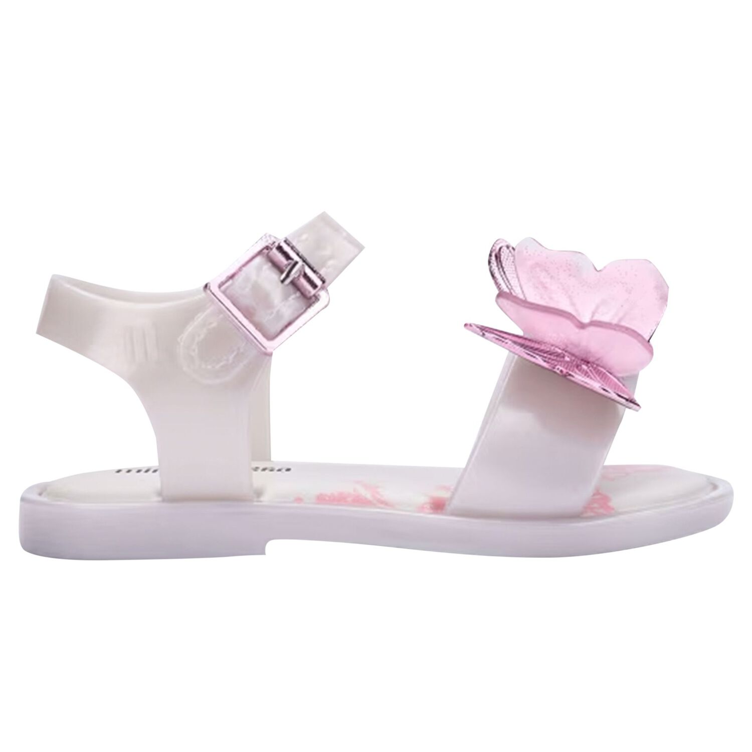 Younger Girls White & Pink Butterfly Sandals, 1, hi-res