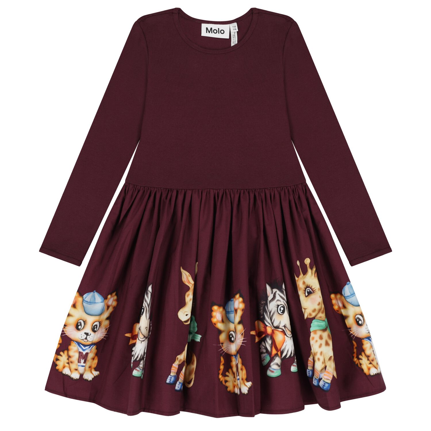 Girls Purple Animals Dress, 2, hi-res