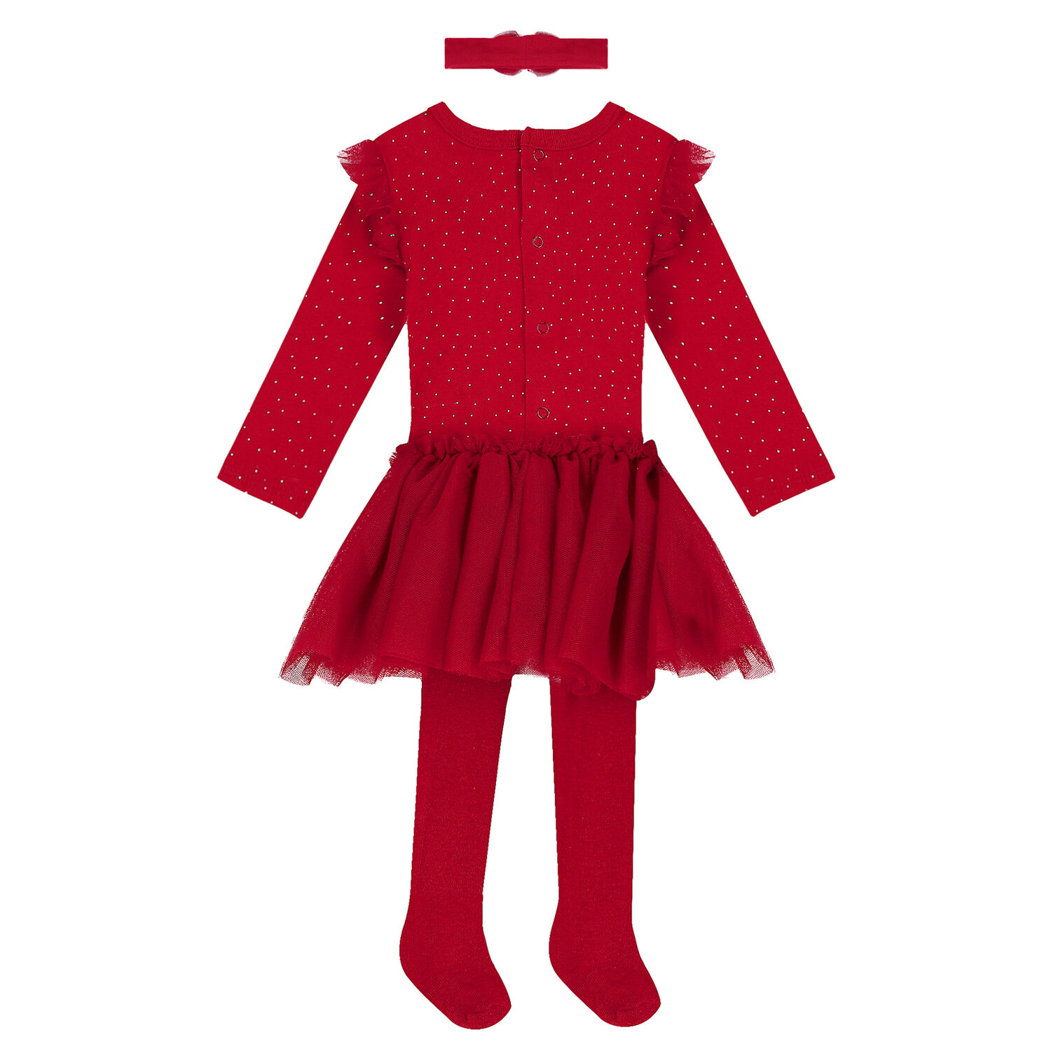Baby Girls Red Swan Dress Set, 2, hi-res