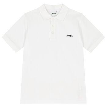 Boys White Logo Polo Shirt