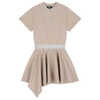 Girls Beige Logo Dress