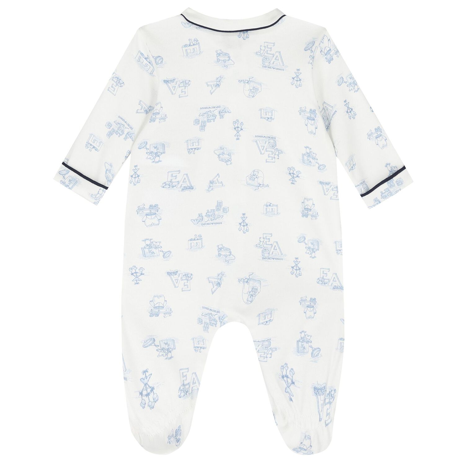 Baby Boys Ivory & Blue Logo Babygrow, 1, hi-res