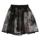Girls Black & Beige Floral Tulle Skirt, 1, hi-res