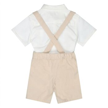 Younger Boys Beige & Ivory Shorts Set