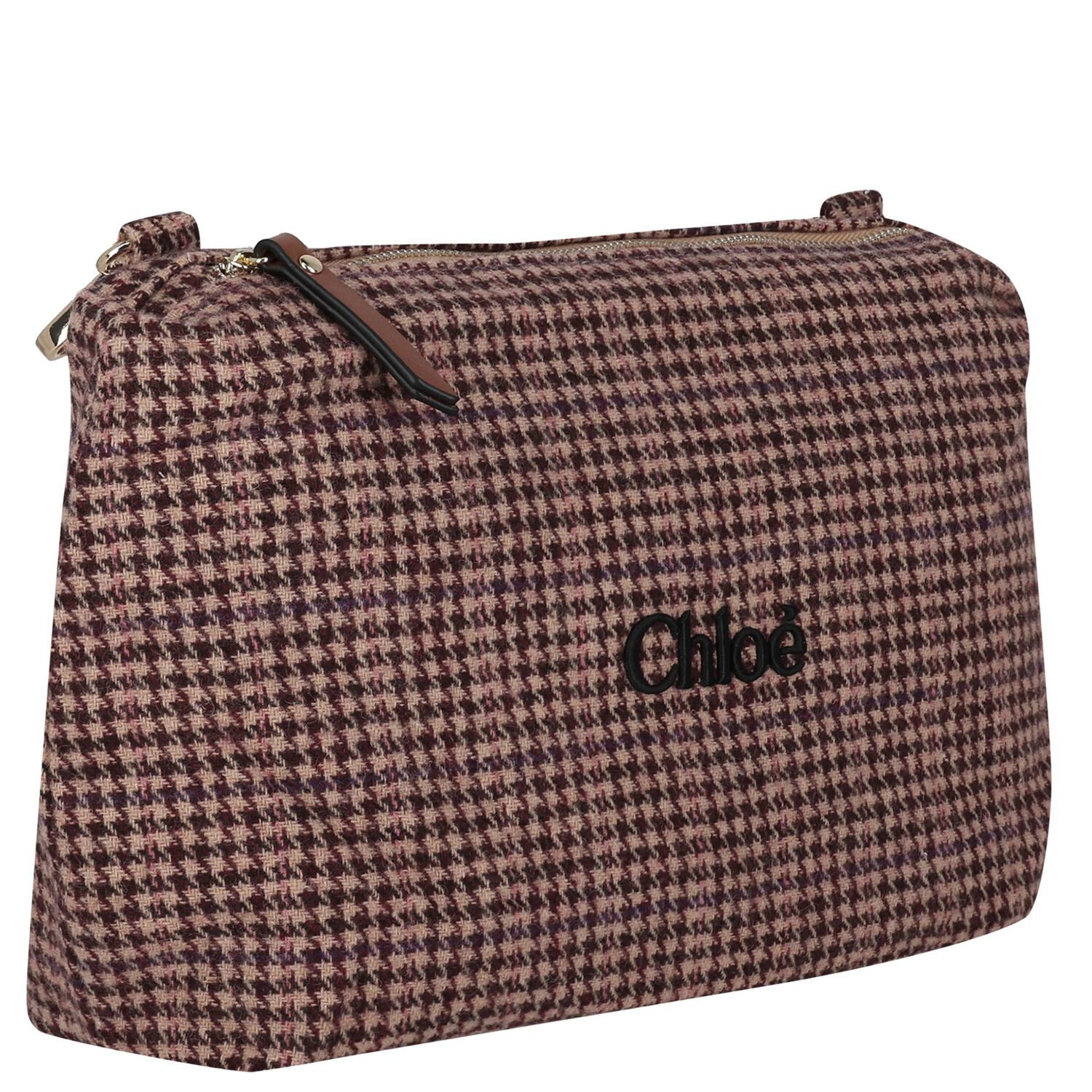 Beige Houndstooth Check Baby Changing Bag ( 41cm ), 1, hi-res